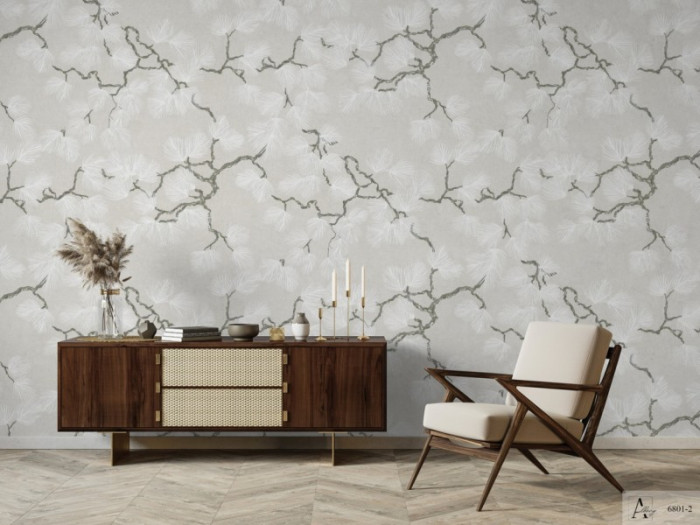 Decal dán tường Giấy dán tường hàn quốc   hoa trắng  ALBANY 6801-2