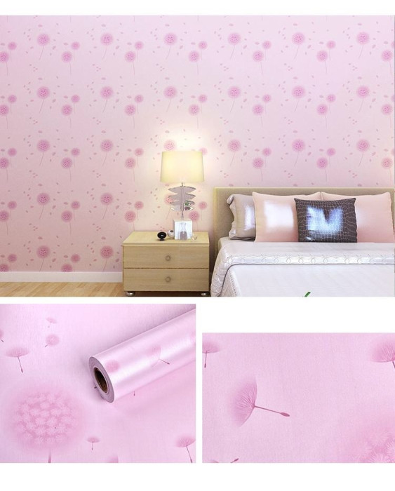 Giấy dán tường màu hồng họa tiết hoa bồ công anh hồng, decal có keo, dán tường cho bé, phòng khách, ngủ độc đáo tại TPHCM