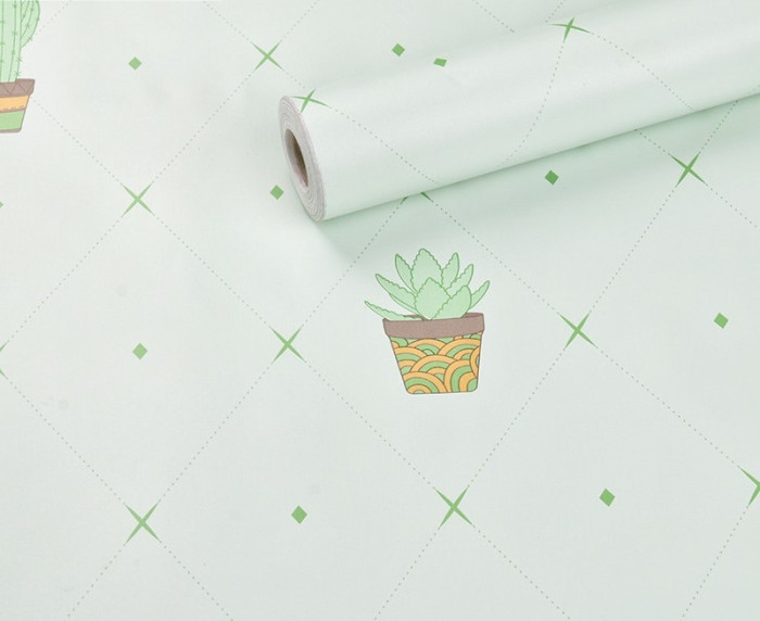 Giấy dán tường mà xanh lá, có keo, decal cuộn hình chậu cây xanh, dán tường phòng khách, phòng ngủ, 【Có đổi trả】 TPHCM