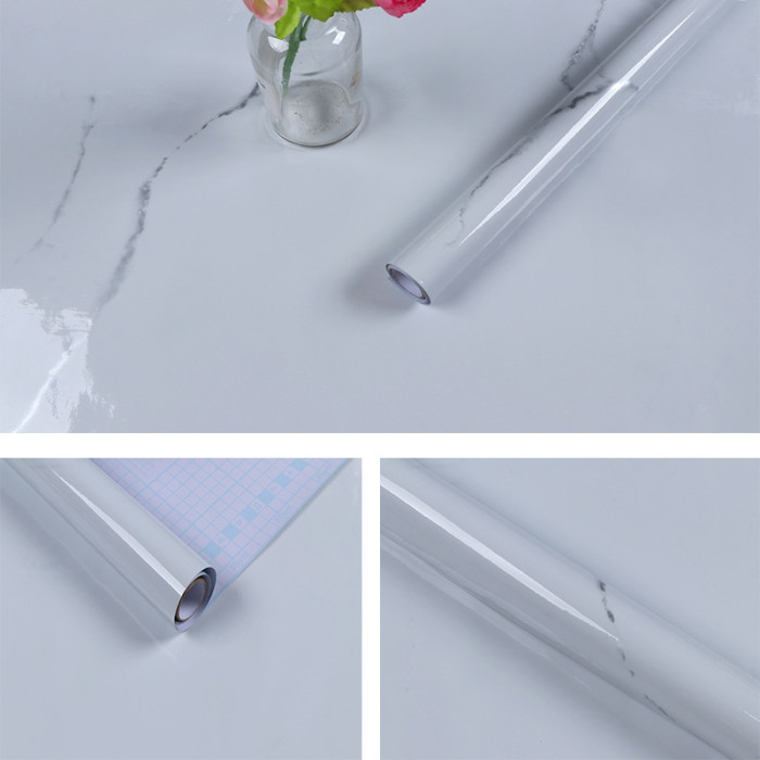 Decal dán tường Miếng dán bếp chống bẩn, chống nước giả đá hoa cương 0.6m x 5m tráng nhôm