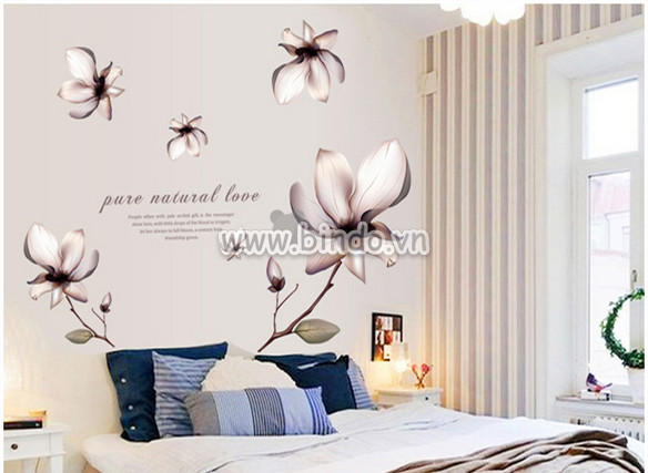 Decal dán tường Decal dán hoa lan trắng, chi tiết rời, dán phòng ngủ