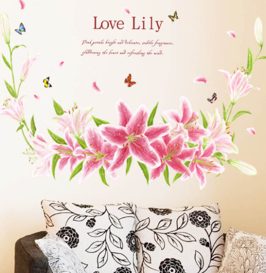 Decal dán tường Hoa LiLy hồng