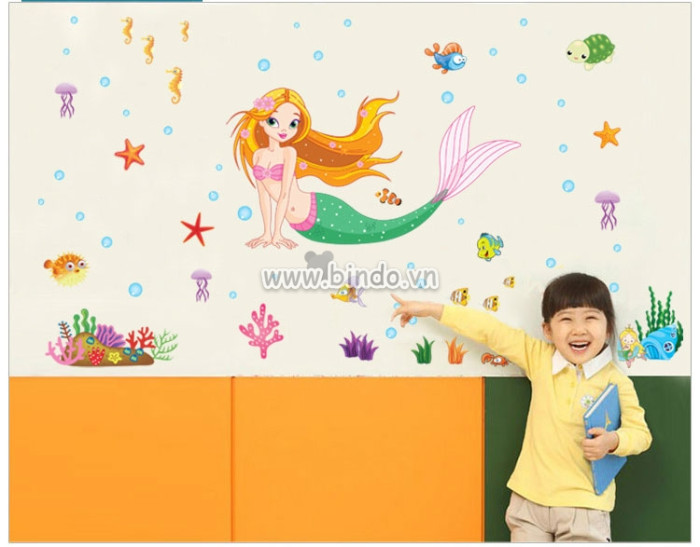 Decal dán tường Decal Nàng tiên cá size nhỏ