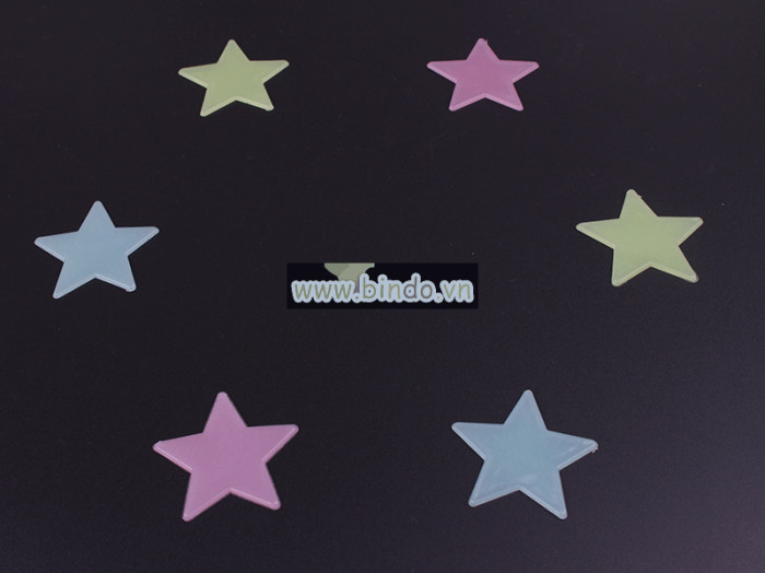 Decal dán tường Decal ngôi sao dạ quang phát sáng nhiều màu (99 cái)