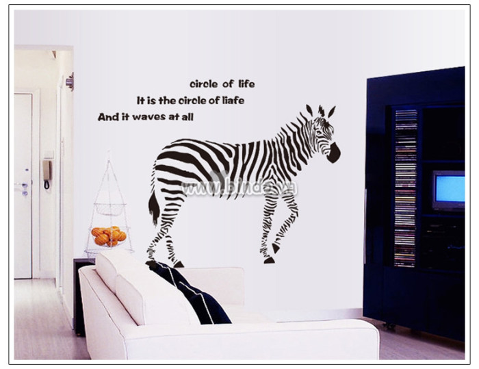 Decal dán tường Decal dán ngựa vằn, dán nhìn 2 mặt, dán quán cafe, sau dán 0,9 x 0,85 (m) (dài x rộng) ở TPHCM