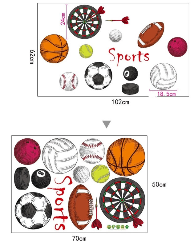 Decal dán quả bóng thể thao, dán 2 mặt có sẵn keo, dán quán cafe, khổ 1,02 X 0,62 (m) (dài x rộng) TPHCM - 5