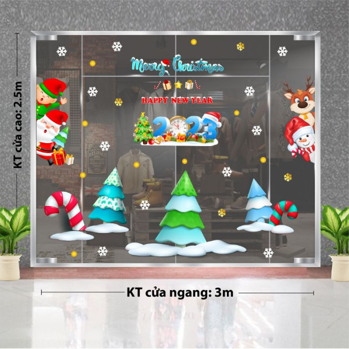 Decal dán tường Decal Noel - Ba cây thông sắc màu