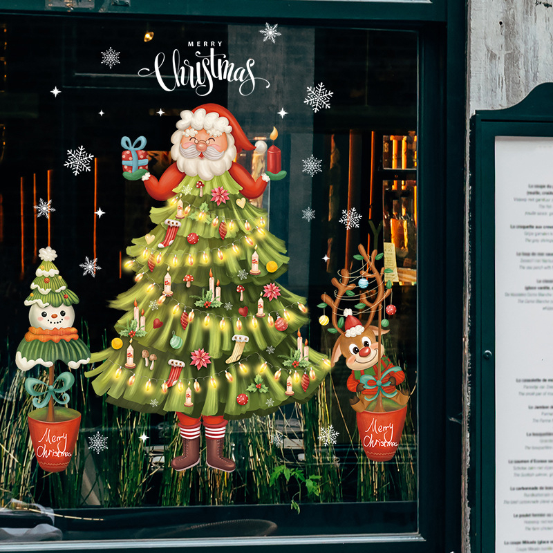 Decal dán tường Decal Noel - Cây thông ông già H