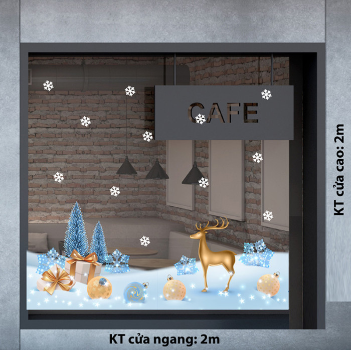 Decal dán tường Decal Noel - đồi tuyết thông xanh