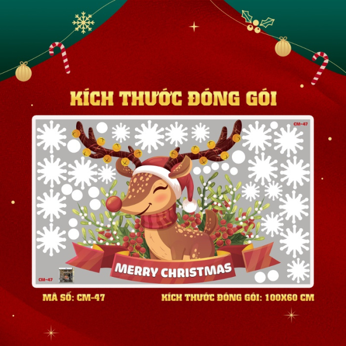 Decal dán tường Decal Noel - Hai ông già noel cùng các cháu vui giáng sinh