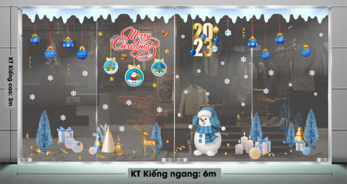 Decal dán tường Decal Noel - Người tuyết và món quà giáng sinh