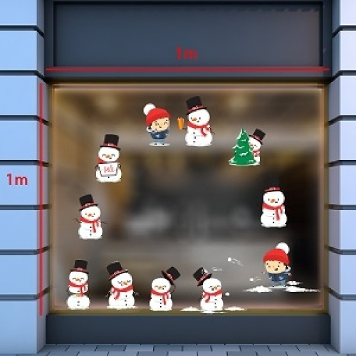 Decal dán tường Decal Noel - Người tuyết vui chơi cùng bạn