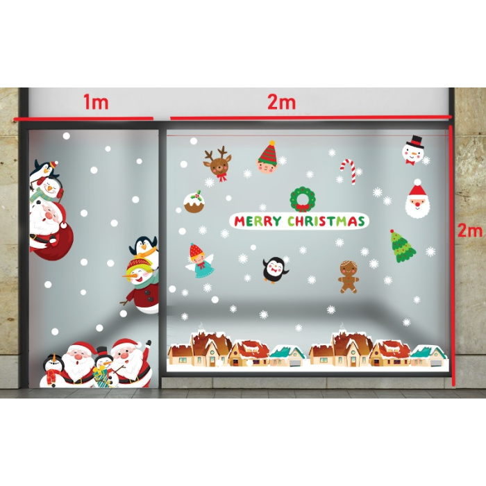 Decal dán tường Decal Noel - Những ông già noel vui mừng đón giáng sinh mới