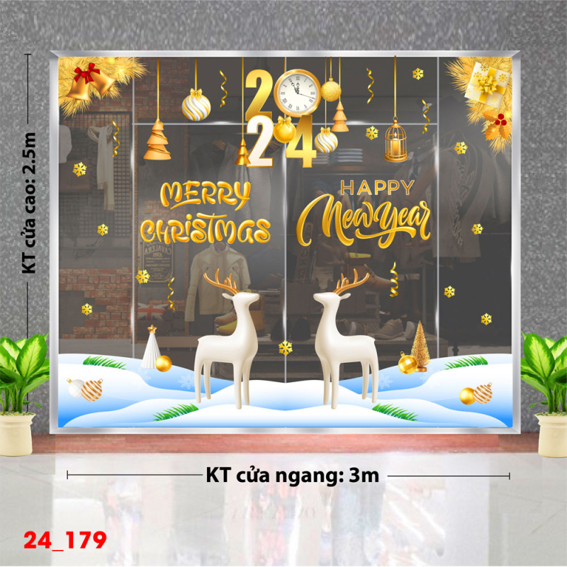 Decal dán tường Decal Noel - Noel 179 Hai con tuần lộc trắng