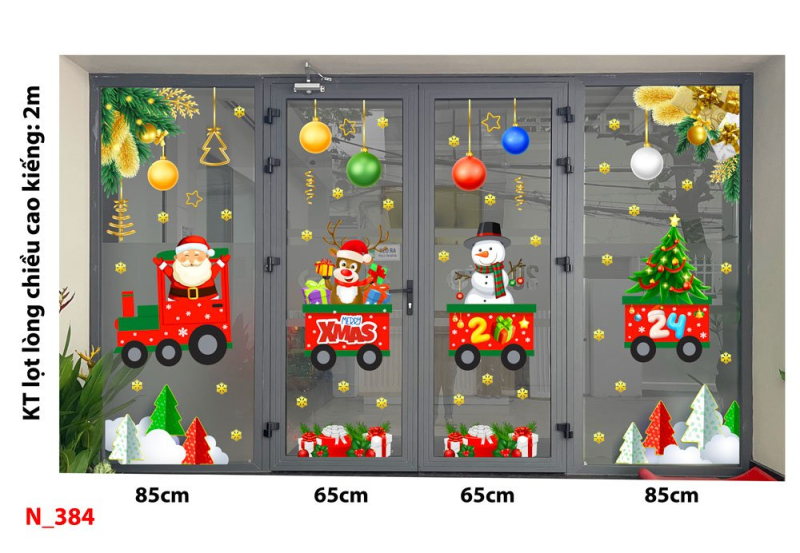 Decal dán tường Decal Noel -  Noel 384 Đoàn tàu chở ông già noel