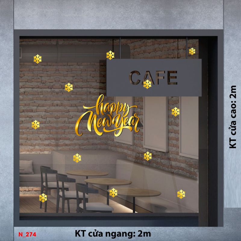 Decal dán tường Decal Noel-  chữ giáng sinh vàng 2