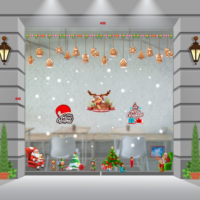 Decal dán tường Decal Noel- Hai ông già Noel cùng các bé