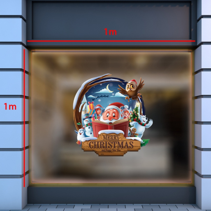 Decal dán tường Decal Noel  -Ông già đọc sách