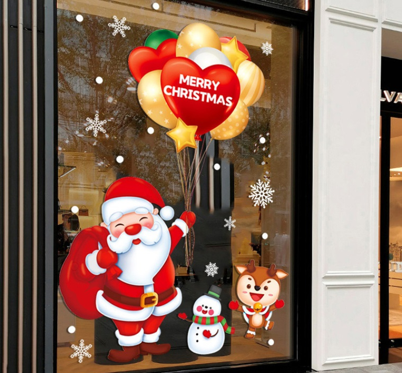 Decal dán tường Noel -Ông già noel cầm bóng (H)