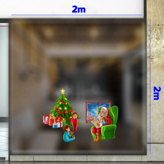 Decal dán tường Decal Noel- Ông già Noel và những đứa trẻ