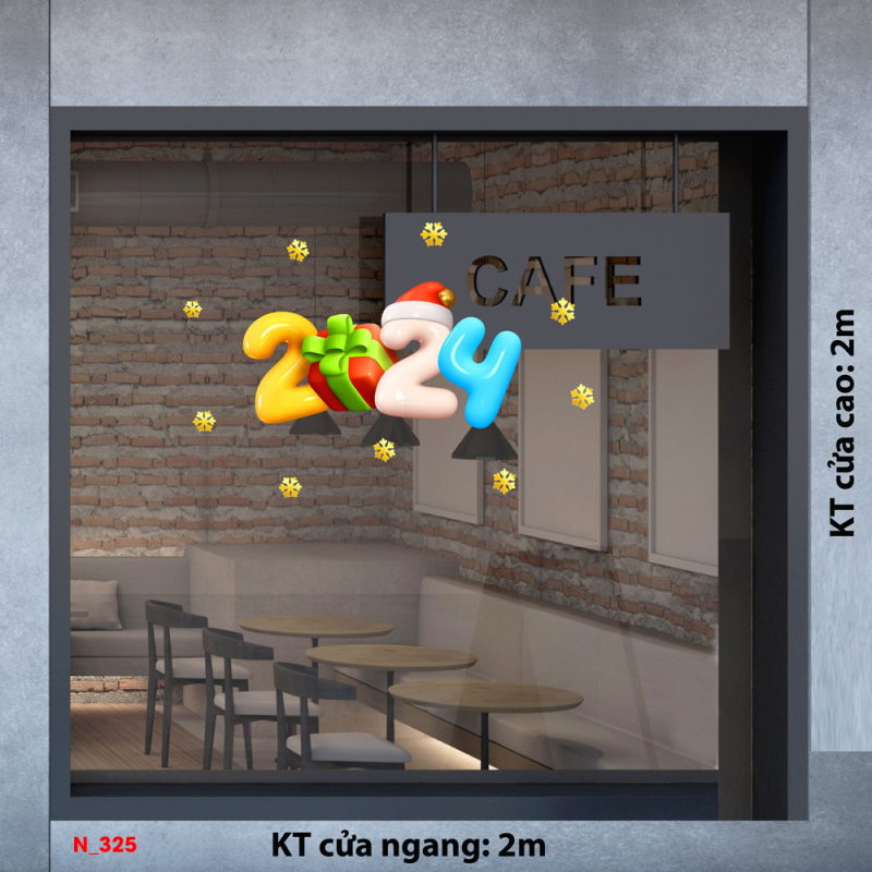 Decal dán tường Decal Noel -chữ số  giáng sinh 2024