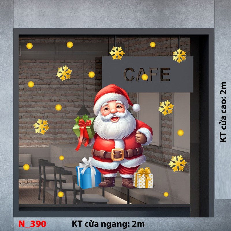 Decal dán tường     Noel 390 - Ông già noel 