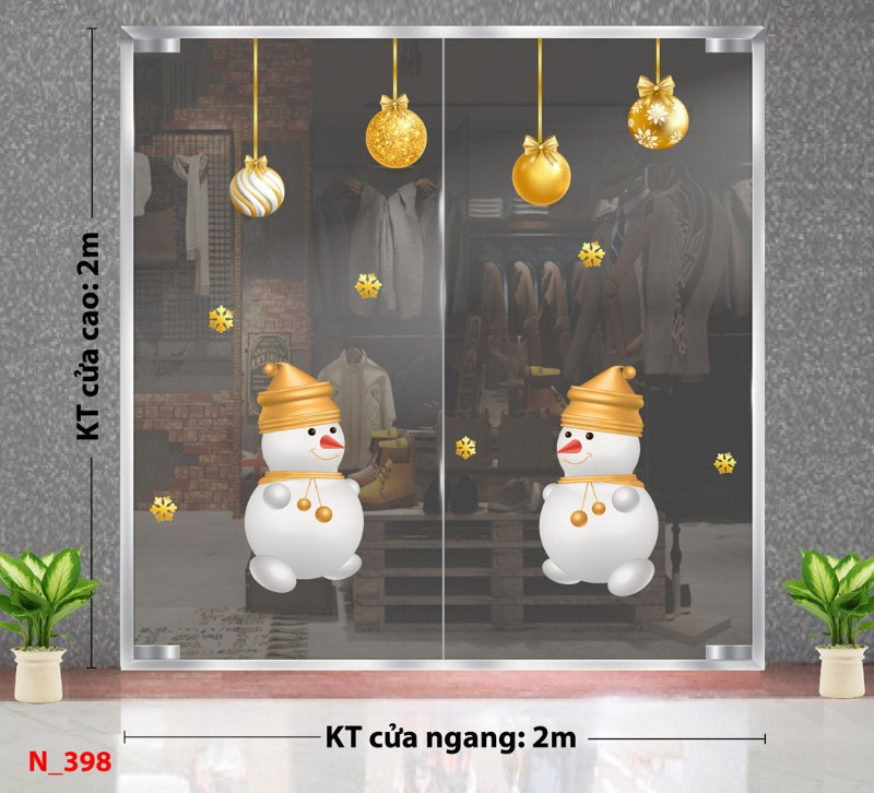 Decal dán tường Noel 398 -  Hai người tuyết  trắng