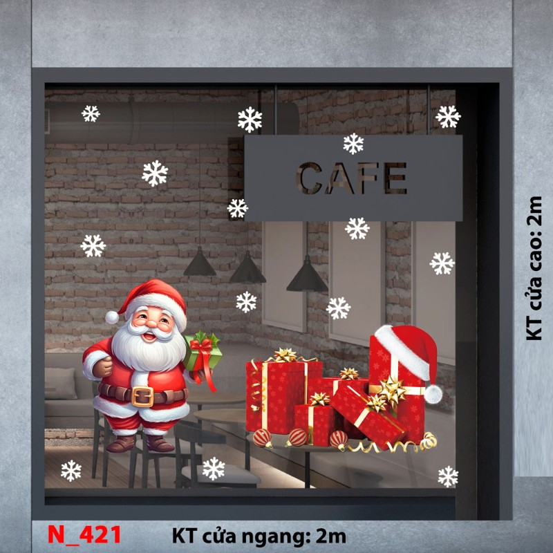 Decal dán tường Noel 421-Ông già noel