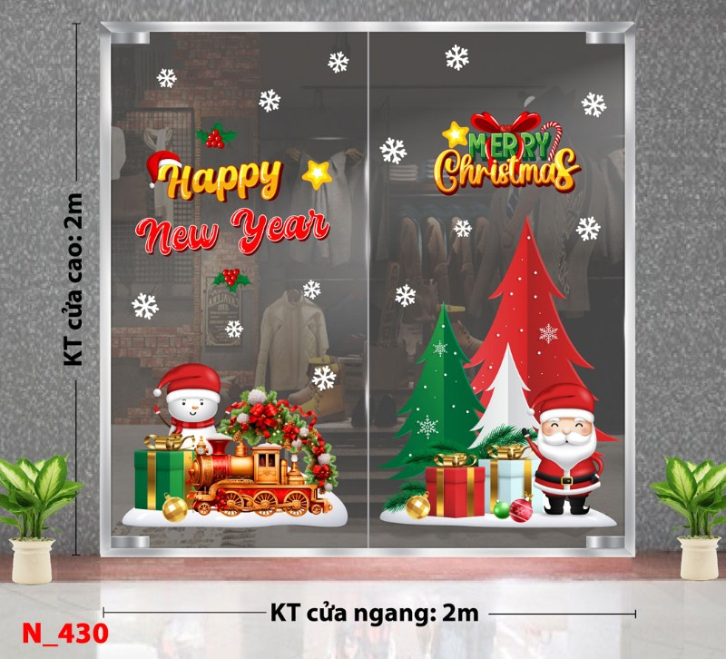 Decal dán tường Noel 430  -Cây thông