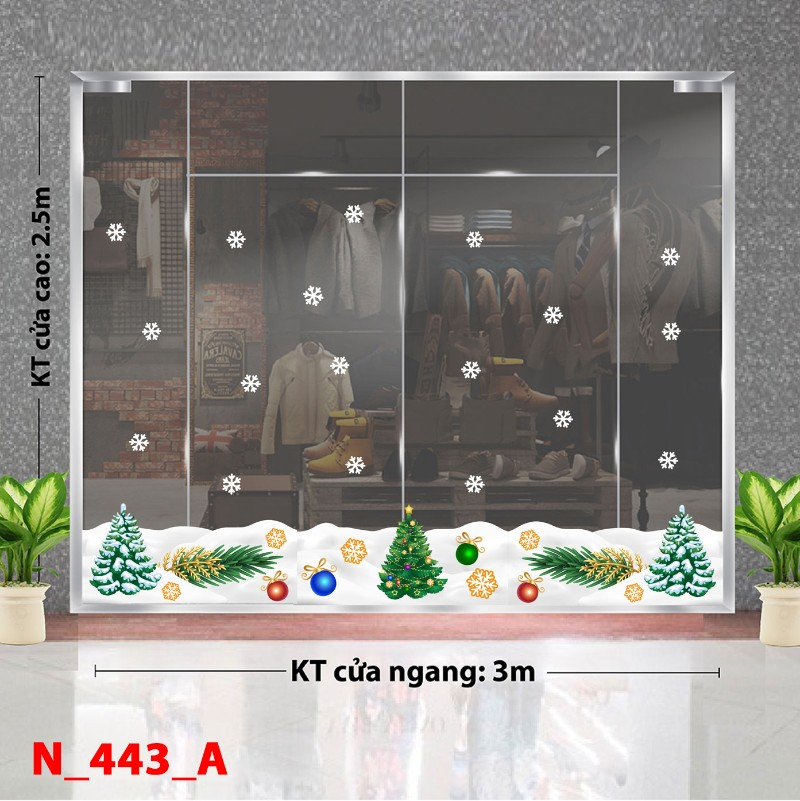 Decal dán tường Noel 443A  -Chân tuyết 3m