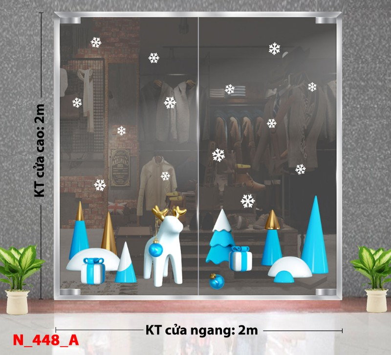 Decal dán tường Noel 448A -Tuần lộc