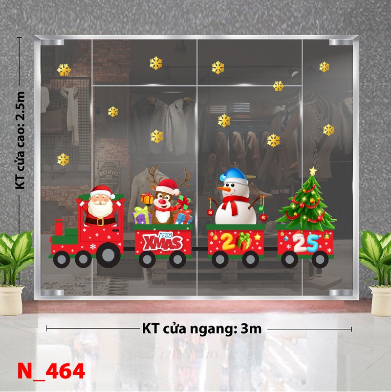 Decal dán tường Noel 464 -Đoàn tàu noel 3m