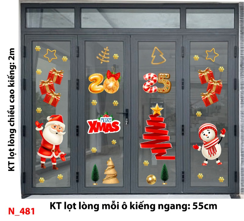 Decal dán tường Noel 481 cửa 4 cánh