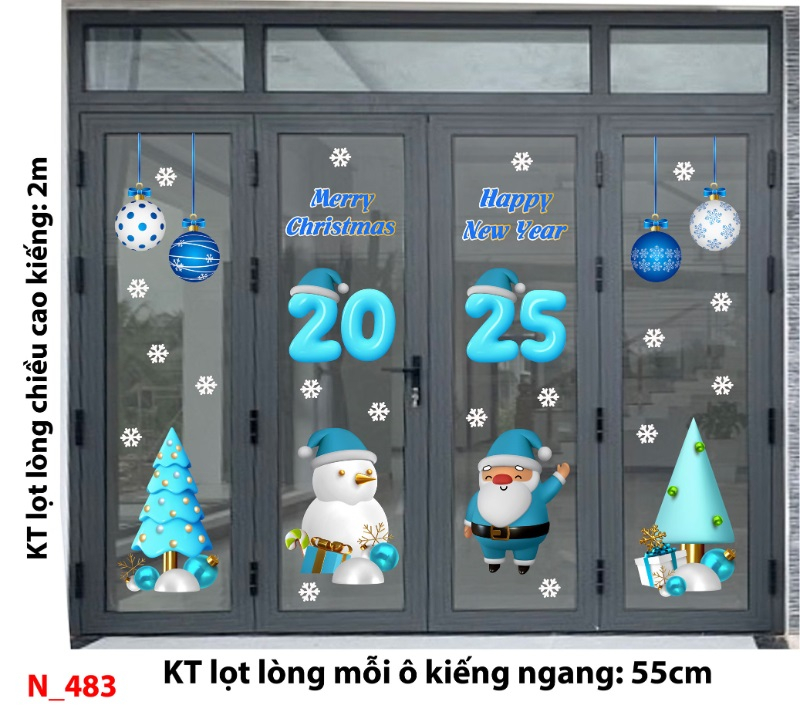 Decal dán tường Noel 483 cửa 4 cánh