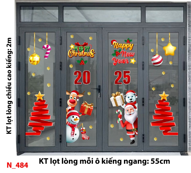 Decal dán tường Noel 484 cửa 4  cánh