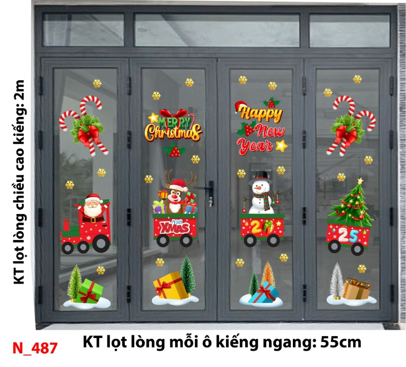 Decal dán tường Noel 487  cửa 4 cánh