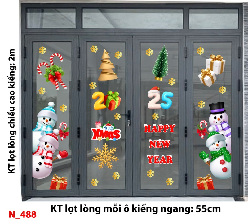 Decal dán tường Noel 488 cửa 4 cánh