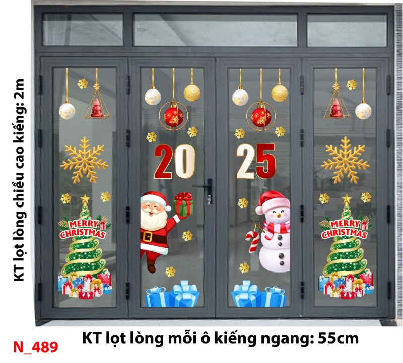 Decal dán tường Noel 489 cửa 4 cánh 