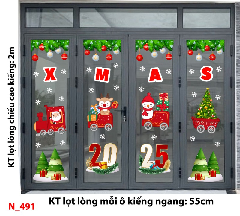 Decal dán tường Noel 491 cửa 4 cánh