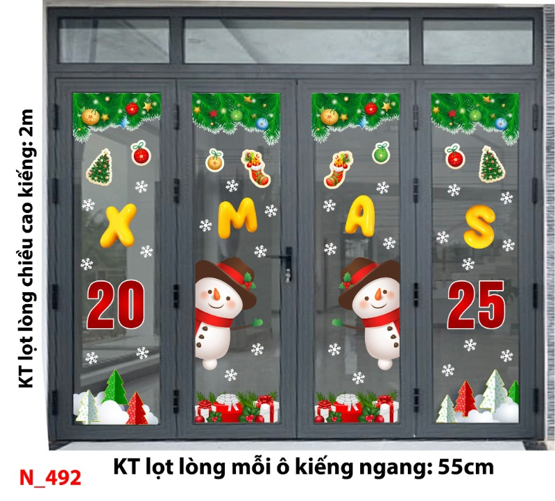 Decal dán tường Noel 492 cửa 4 cánh