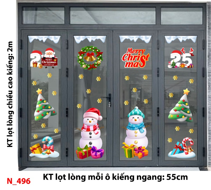 Decal dán tường Noel 496 cửa 4 cánh