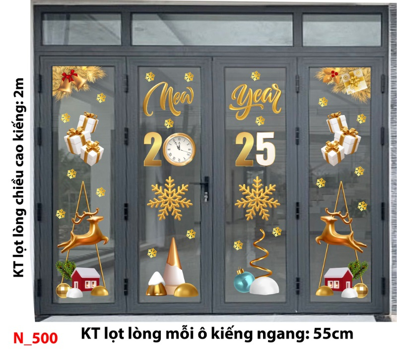 Decal dán tường Noel 500 cửa kính 4 cánh