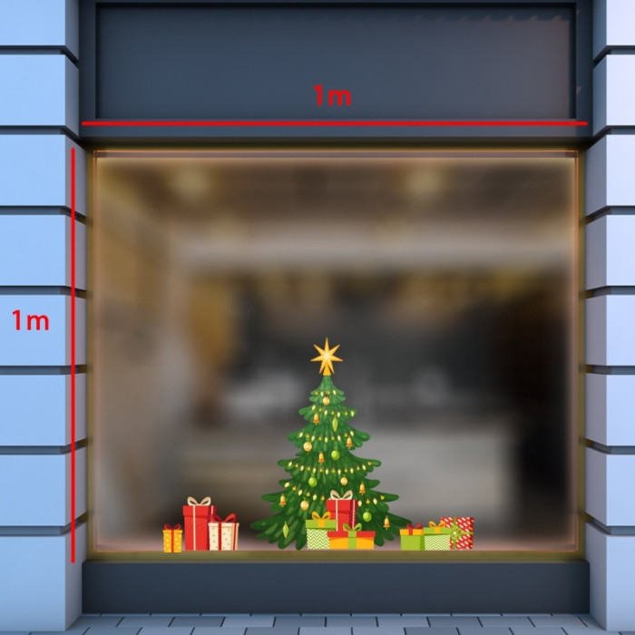 Decal dán tường Decal Noel-Cây thông và quà giáng sinh