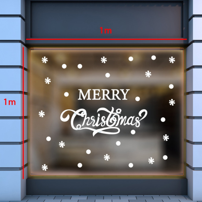 Decal dán tường Decal Noel-Chữ Merry Christmas màu trắng