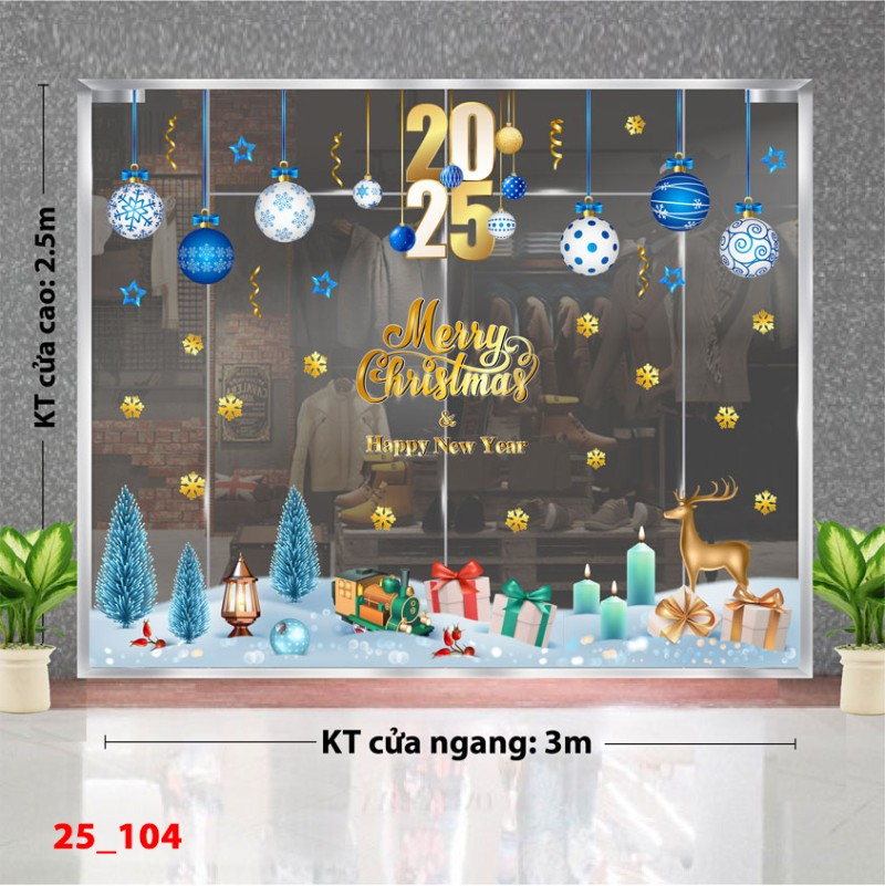 Decal dán tường Noel combo 104- Qủa châu xanh