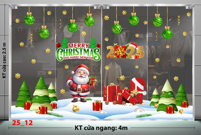 Decal dán tường Noel combo 12- Noel xanh