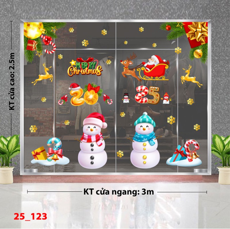 Decal dán tường Noel  combo 123 - Cặp đôi người tuyết