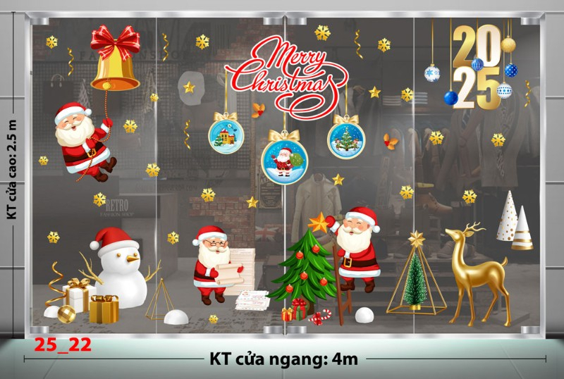 Decal dán tường Noel combo 22 