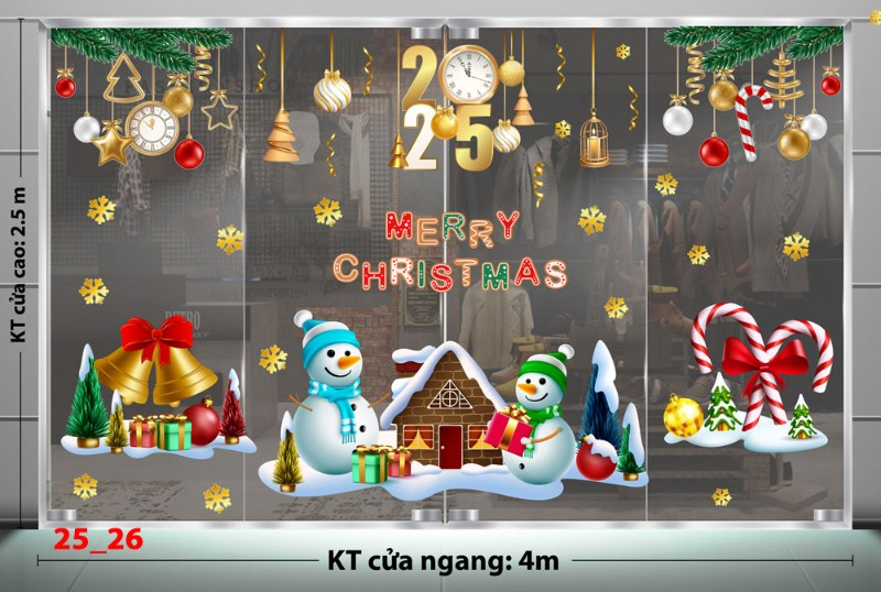 Decal dán tường Noel combo 26 - Cặp đôi người tuyết