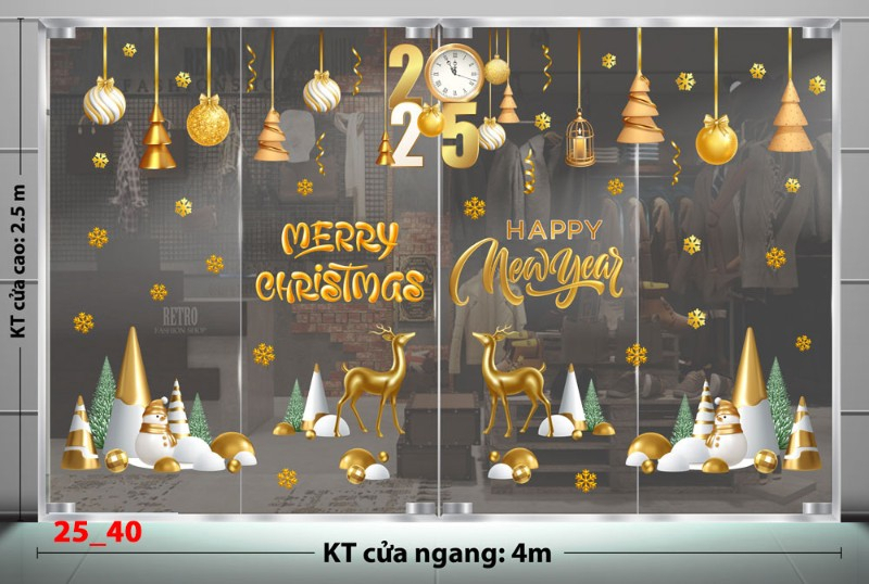 Decal dán tường Noel combo 40 